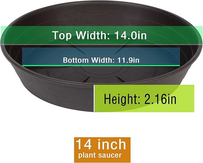 Plant Saucer 14 Inch 2 Pack 6 8 10 12 14 16 18 20 25, Plastic Plant Trays for Pots，Extra-Deep Plant Water Dray Tray, Bird Bath Bowl, Heavy Flower Plant Saucers Indoors and Outdoor No Holes