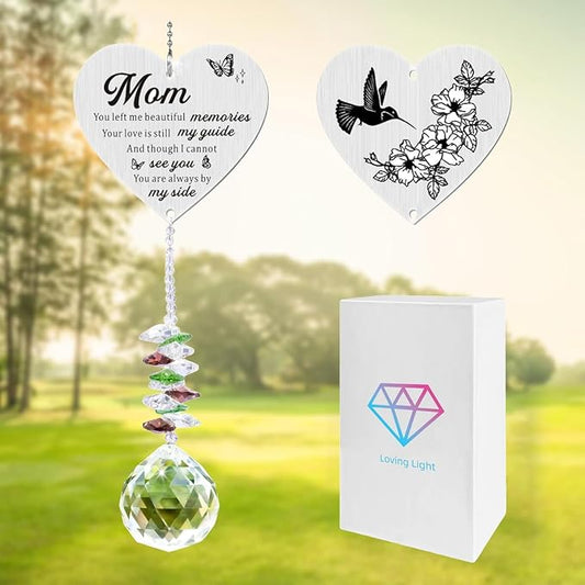 Memorial Gifts for Loss of Mom, Sympathy Gifts for Loss of Mom, Mom in Heaven Memorial Crystal Suncatcher for Window Home Decor (Mom)