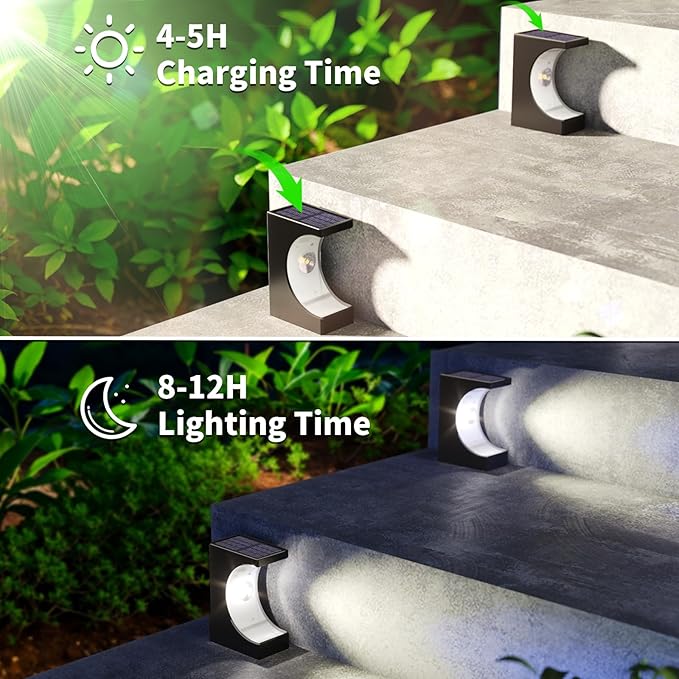 JSOT Solar Step Lights - Outdoor Stair Lights 12 Pack Deck Light Solar Powered Decor Light for Garden Yard Patio Front