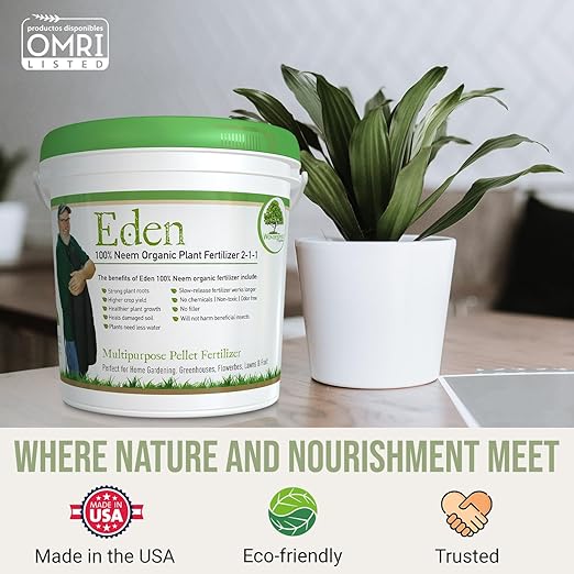 Eden 100% Organic Neem Cake, for Vegetable Gardening, Fruit Trees, Roses & Indoor or Outdoor Plants, OMRI Listed (5lbs)