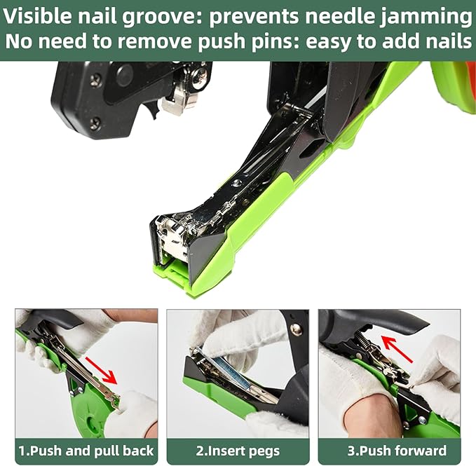 Suca Plant Tying Machine, Lightweight Plant Tying Tape Tool to Tie Up Vine Quickly, Plant Tie Tapener Gun with Tapes and Staples Green