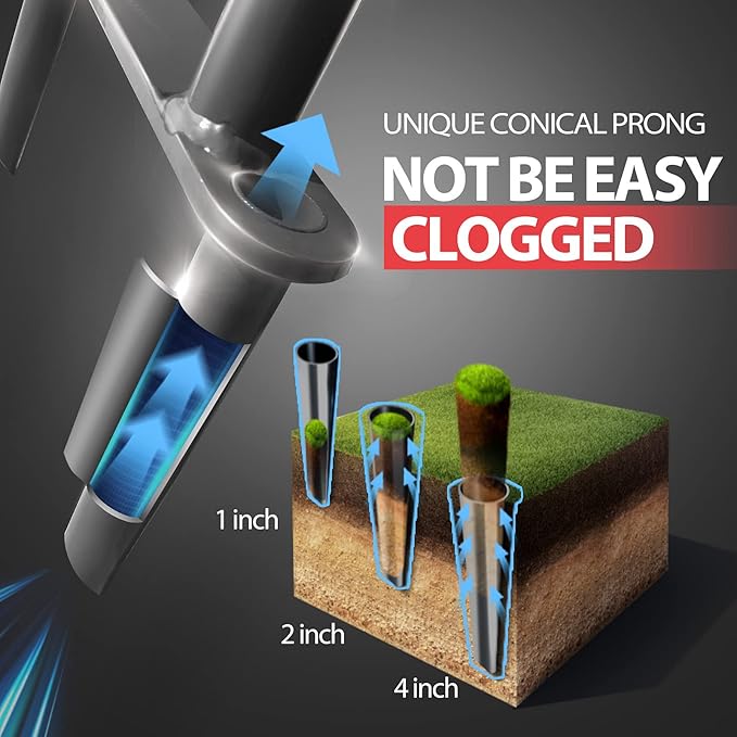 Walensee Lawn Coring Aerator, Manual Grass Dethatching Turf Plug, Core Aeration Tool Heavy Duty Aerator for Compacted Soils and Lawns to Prevent Lawn Run-Off and Soil Compaction