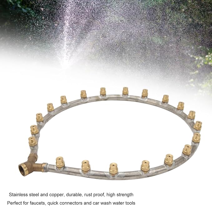 Multifunctional Annular Nozzle, G3/8 Female Thread Multi Head Ring Shaped Atomizing Nozzle, Rotating Nozzle for Garden Agricultural Irrigation(20 heads Heart shape)