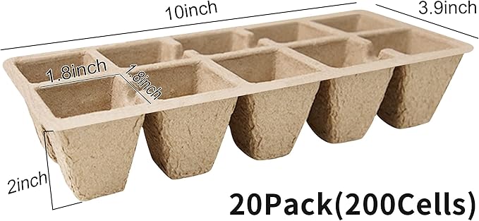 SYITCUN 400 Cells Seed Starter Tray, 40 Pack Biodegradable Seed Starter Kit, Peat Pots for Seedlings with 400 Plant Labels, 2 Seed Planting Tool and 1 Spray Bottle