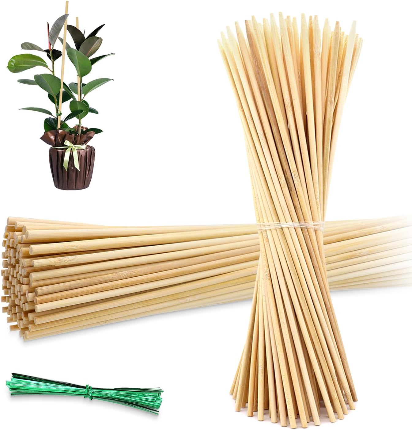 50PCS Bamboo Plant Stakes, 18Inch Natural Bamboo Sticks Garden Stake, HAINANSTRY Plant Support Stakes for Indoor and Outdoor Plants, Stakes for Gardening, Orchid Tomato Vegetable Stakes for Garden
