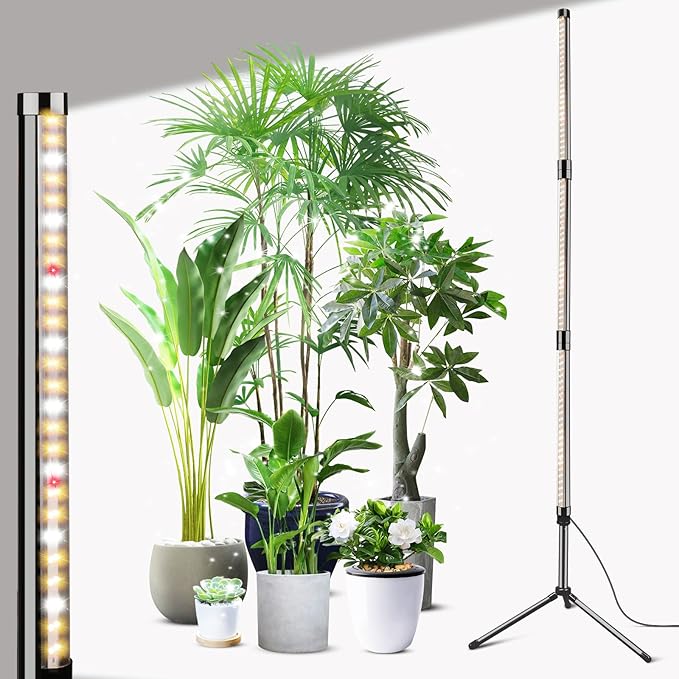 Grow Lights for Indoor Plants,32W 10 Adjustable Spectral Levels,162 LEDs Detachable Full Spectrum Plant Lights,9.8" liftable Tripod Floor Stand Plant Growing Lamp with 3/6/12H Time