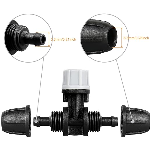 Upgraded Micro Spray Irrigation Drippers, 24 Pieces Three-Way Atomizing Nozzle Fitting for 1/4 Inch Tubing Lock Barbed Drip Line Parts Emitters for Garden Greenhouse Sprinkler Misting System