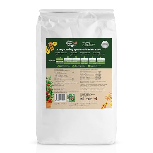 Organic Plant Magic - Truly Organic™ Long-Lasting Spreadable Plant Food: All-Purpose Fertilizer Granules for All Flower Vegetable Herb Fruit Tree Shrub Container Garden & House Plants [One 20 lb Bag]