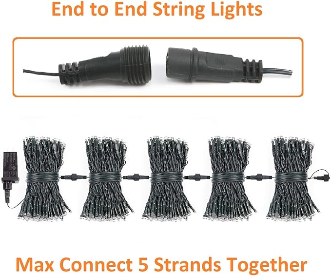 OZS 2Pack 164ft 400 LED String Lights Outdoor/Indoor, Extendable String Lights for Christmas Trees, Waterproof 8 Modes Green Wire Lights Holiday for Christmas Decorations (Cool White)