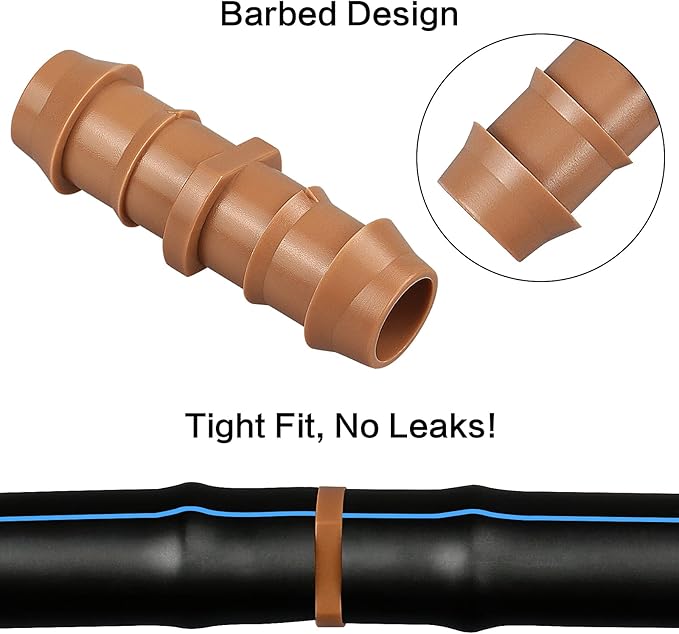 20 Pieces Drip Irrigation Fittings Coupling Connectors for 1/2" Tubing, Drip Barbed Couplers for 1/2 Inch Irrigation Tubing (0.600" ID), Drip Line Couplings for Drip Sprinkler Garden Systems