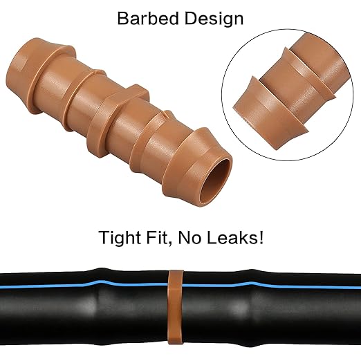 Drip Irrigation Fittings Barbed Couplings, 40 Pieces Drip Irrigation Coupler Connectors for 1/2 Inch Tubing, Drip Irrigation Tubing 0.600" ID 17mm Coupling Parts for Patio Lawn Garden Systems