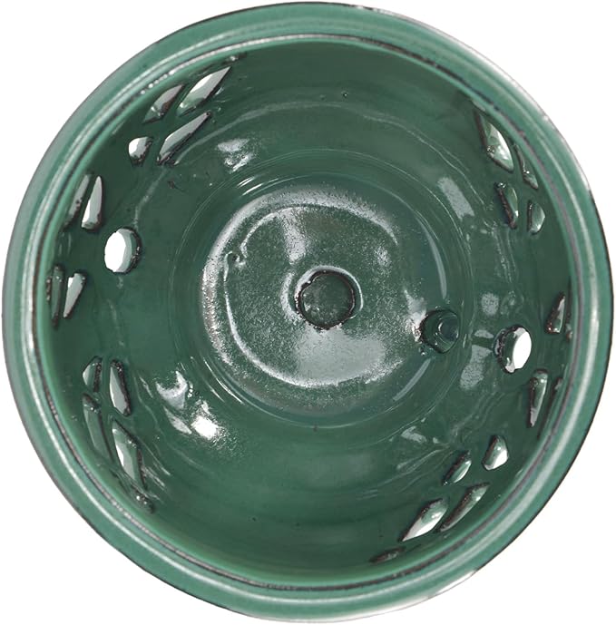 W&W Orchid Pot with Holes and Saucer for Repotting, Green, 6.5 Inches