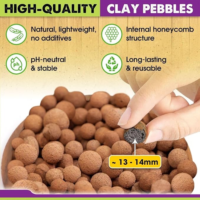 DUSPRO Recycle 2 Quarts Clay Pebbles for Plants, Leca Balls, Hydroton Clay Pebbles for Indoor Plants, Hydroponic Growing, Plants Drainage, Aquaponics…