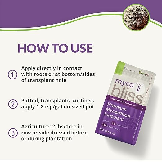 Myco Bliss Powder (5lbs) - Mycorrhizal Fungi for Soil - 5 Strain Mycorrhizal Inoculant with 1000 Propagules Per Gram - Highly Concentrated Mycorrhizae for Plants, Potting Soil, & Garden Soil