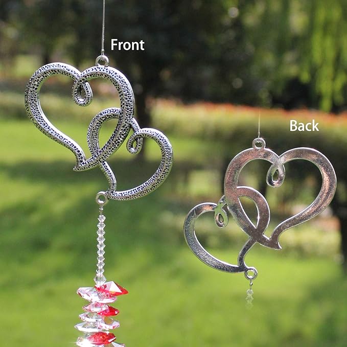 Crystal Garden Suncatcher Hanging Crystals Ornament for Window Rainbow Maker Prisms Home Decor Gift Boxed Sun Catcher Gift Idea for Mom Friends Grandma,Hearts