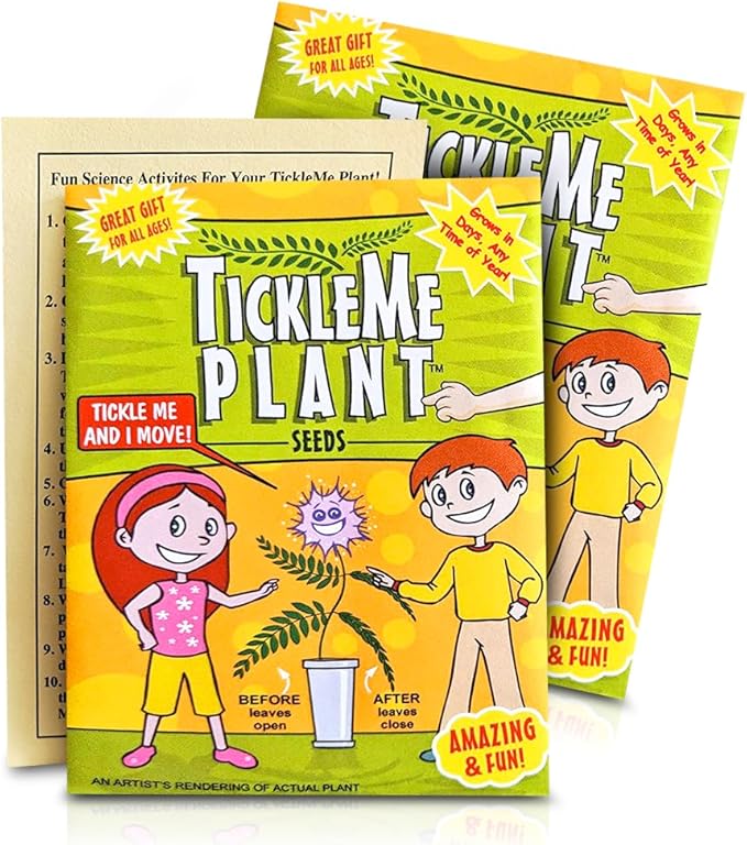 TickleMe Plant Seeds Pack (2) – Fun Party Favor, Leaves Fold When Touched! Easy to Grow Indoors, Can Flower, Includes 10 Activities, Reopens in Minutes – Perfect for Valentine's Day!