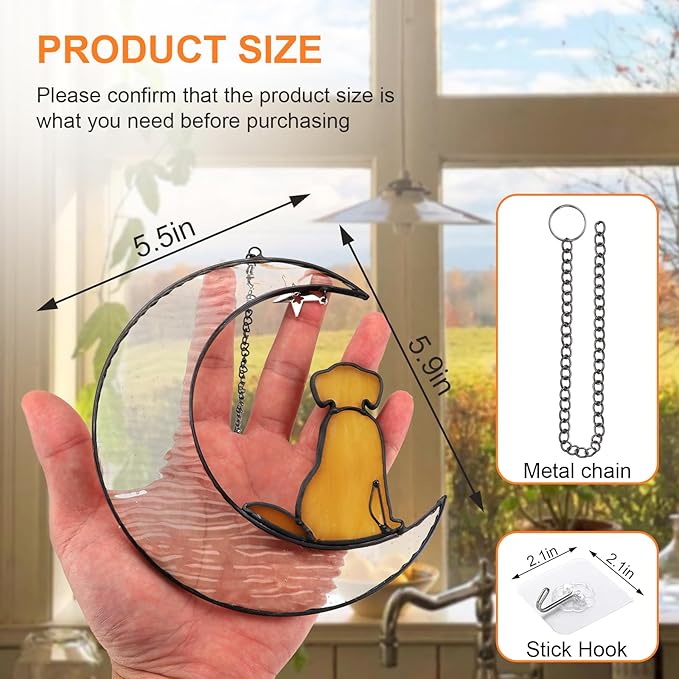 Stained Glass Dog Suncatcher Memorial Gifts for Loss of Dog,Window Hanging Decor Dog Suncatcher Sympathy Gift,Dog Ornaments Bereavement Gifts,Pet Loss Gifts,in Memory of Dog Passing Away Gifts