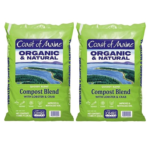 Coast of Maine Quoddy Blend, 1 cu ft (Pack of 2) Organic and Natural Compost Blend with Lobster and Crab - Improves and Revitilizes Soil
