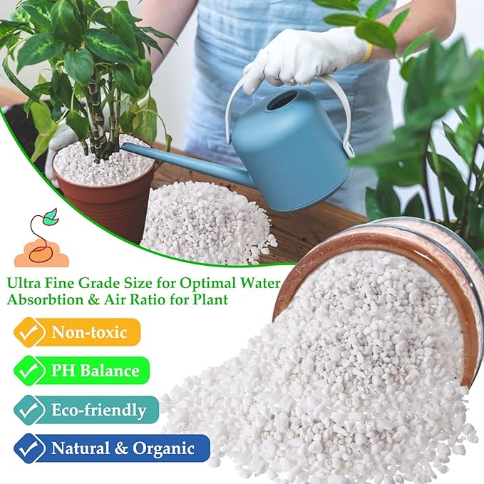 Legigo 4 Quarts Organic Horticultural Perlite for Plants Indoor- Natural Horticultural Soil Additive Conditioner Mix for Improves Drainage, Ventilation and Root Growth