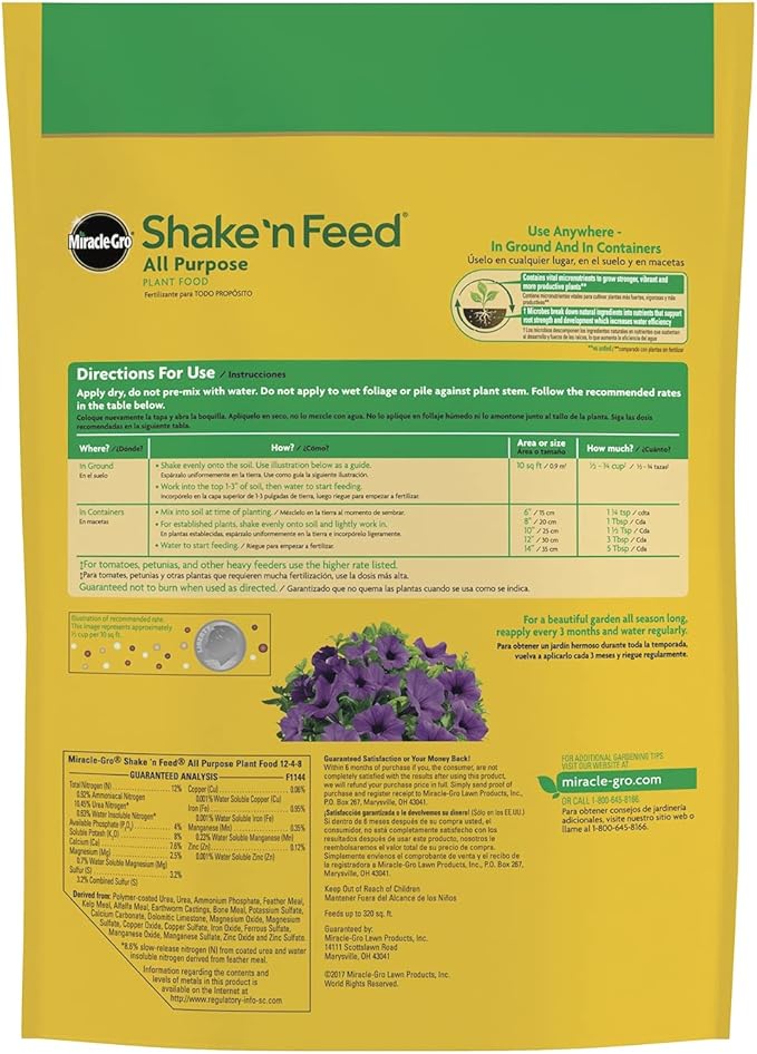 Miracle-Gro Shake 'N Feed All Purpose Plant Food Refill Bags, Plant Fertilizer, 8 lbs. (4-Pack)