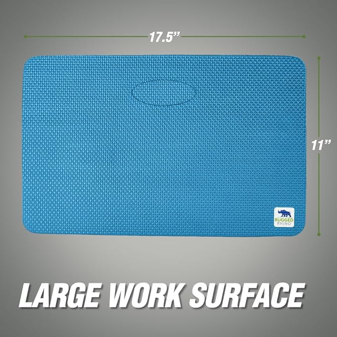 Rugged Rhino Soft Foam Kneeling Pad, Thick Knee Mat Resists Water, Durable Shock Absorbent Pads, Comfortable Strong Rebound, Gardening, Mechanic Tools, Bath Tub Essentials 2 Pack Bright Blue