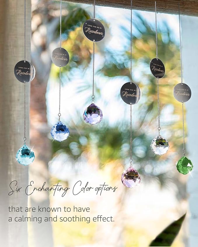 Memorial Gifts for Loss of Loved One, Unique Sympathy Idea, Purple Crystal Ball Grief Suncatcher, Rainbow Bereavement Box for Mom Dad Husband Son Daughter