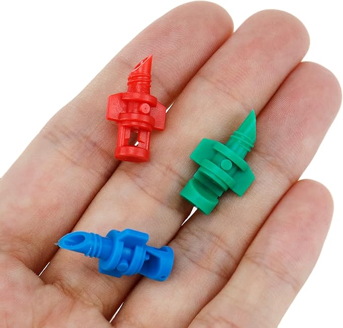 Coshar 120Pcs Mini Sprinkler Sprayer, 90/180/360 Degree Micro Sprayer Misting Nozzle Garden Lawn Irrigation Water Spray System Accessories, with Punch Tool