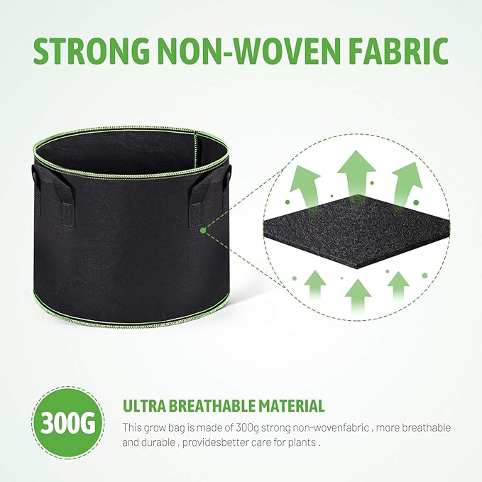 Delxo 20-Pack 3 Gallon Grow Bags Heavy Duty Aeration Fabric Pots Thickened Nonwoven Fabric Pots Plant Grow Bags
