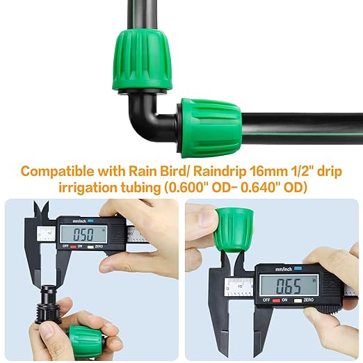 Drip Irrigation 1/2" Elbow Fittings：1/2 Inch Drip Line Lock Barbed 90 Degree Elbow Connectors for 1/2 Drip Irrigation Tubing (1/2" ID x 0.640" OD) Anti-Drop Drip Irrigation Parts (12 Pieces)