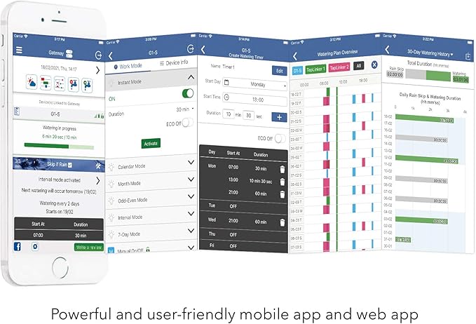 LinkTap G1S Wireless Water Timer & Gateway - Smart Sprinkler Timer with App, Remote Irrigation for Garden, Weather Aware, Greater Range than WiFi, Manual Control & Digital Lockout, 2 Year Battery Life