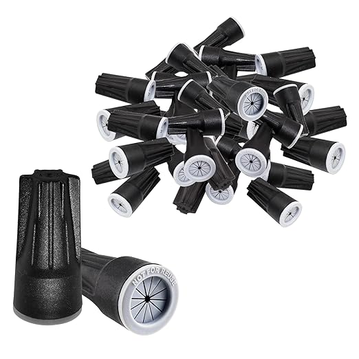 Litoexpe 50 Pieces Waterproof Wire Connectors, Medium Waterproof Wire Nuts Black Direct Burial Wire Nuts for Outdoor Landscape Lighting, Irrigation Valves, 1-3/8 x 11/16 Inch