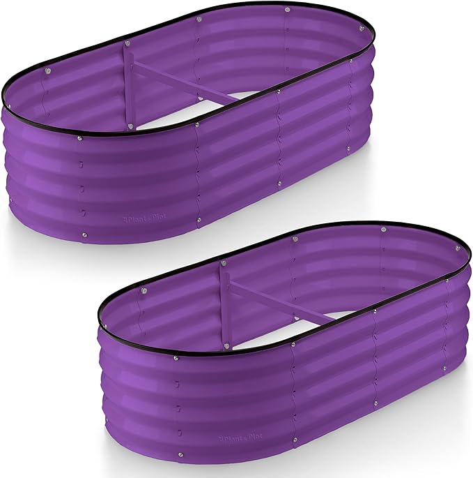 Galvanized Raised Garden Beds Outdoor // 4×2×1 ft (2-Pack) Planter Raised Beds for Gardening, Vegetables, Flowers // Large Metal Garden Box (Purple) // Patented Tool-Free Design