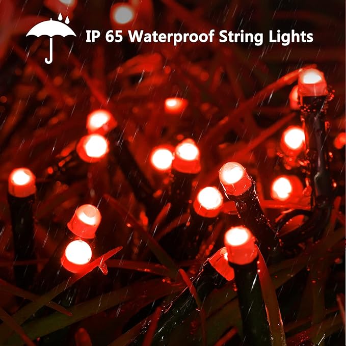 114ft Christmas String Lights Outdoor, 300 LED Christmas Lights Connectable with Timer, 8 Modes Christmas Tree Lights Fairy Twinkle Lights for Garden, Wedding, Indoor Outdoor Xmas Decorations (Red)