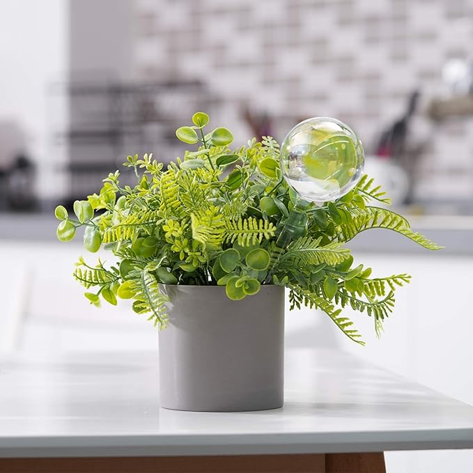 [2 PCS] Light Iridescent Rainbow Gradient Color Clear Glass Self-Watering System Spikes, Automatic Plant Waterer Bulbs