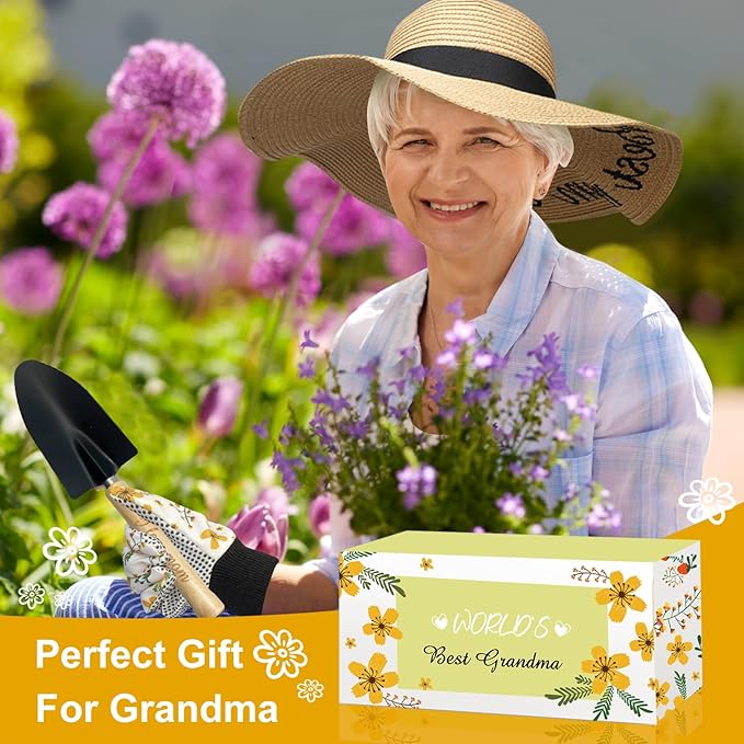 Grandma Gifts,Grandma Gifts from Grandkids - Birthday Gifts for Granny - Gardening Gifts Outdoor Horticulture Starter,Garden Tools Kit for Grandma