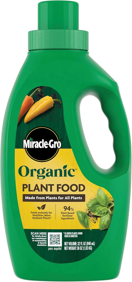Miracle-Gro Organic Plant Food, Made from Plants for All Plants, Use with Indoor or Outdoor Container Plants and In-Ground Gardens, OMRI Listed, 32 oz.