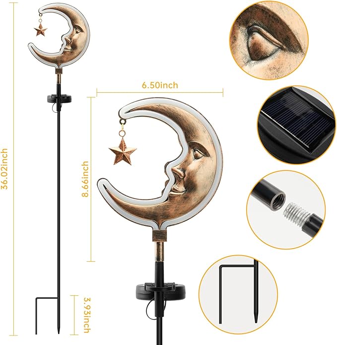 Solar Outdoor Garden Lights - Outdoor Decor Butterfly Neon Lamp Patio Path Decor(2 Pack) (Copper Moon)