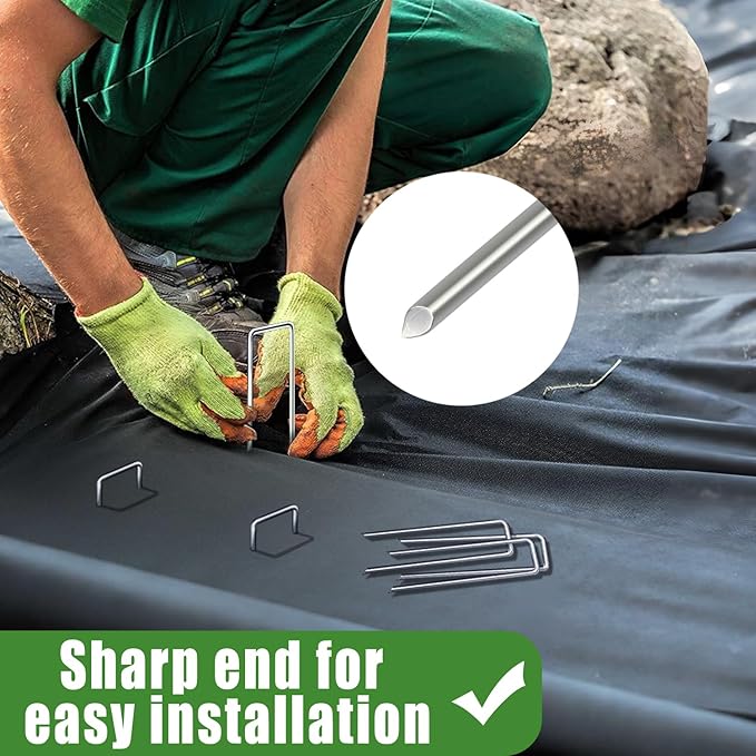 Landscape Staples 6 Inch Garden Stakes Galvanized Garden Staples Pins Anti-Rust Ground Stakes for Weed Barrier, Irrigation Tubing Hose, Yard Lawn SOD, Landscape Fabric, Decoration (100 Pack)