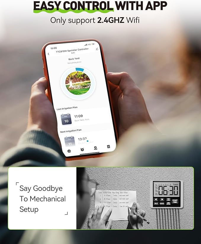 RAINPOINT 8 Zone Smart Sprinkler Controller - Local Weather Intelligence WiFi Sprinkler System Controller, Easy Install APP Control Irrigation System, Sprinkler Timer for Garden Yard