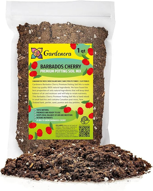Premium Barbados Cherry Plant Potting Mix - Crafted for Flourishing Growth and Tangy Fruits - 1 Quart