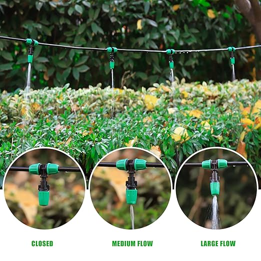 Leak-Proof Drip Irrigation Kit, Automatic Garden Watering System Lock Barbed Drip Irrigation System with 1/4 inch Irrigation Tubing for Greenhouse Raised Garden Bed,Lawn.(Drip Irrigation Kit)
