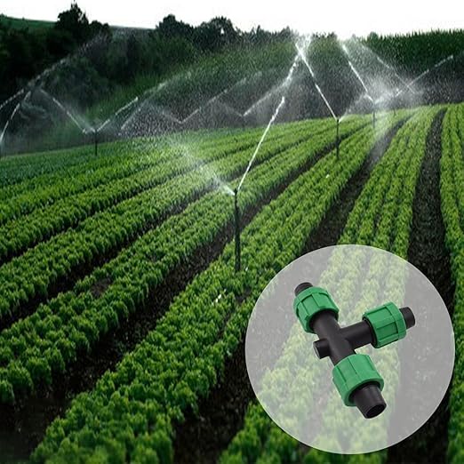 Drip Irrigation Tee Fittings Universal Barbed Locking 3-Way Coupling Connectors for 16-17mm Drip Tape Tubing Sprinkler System [8PCS, Green]