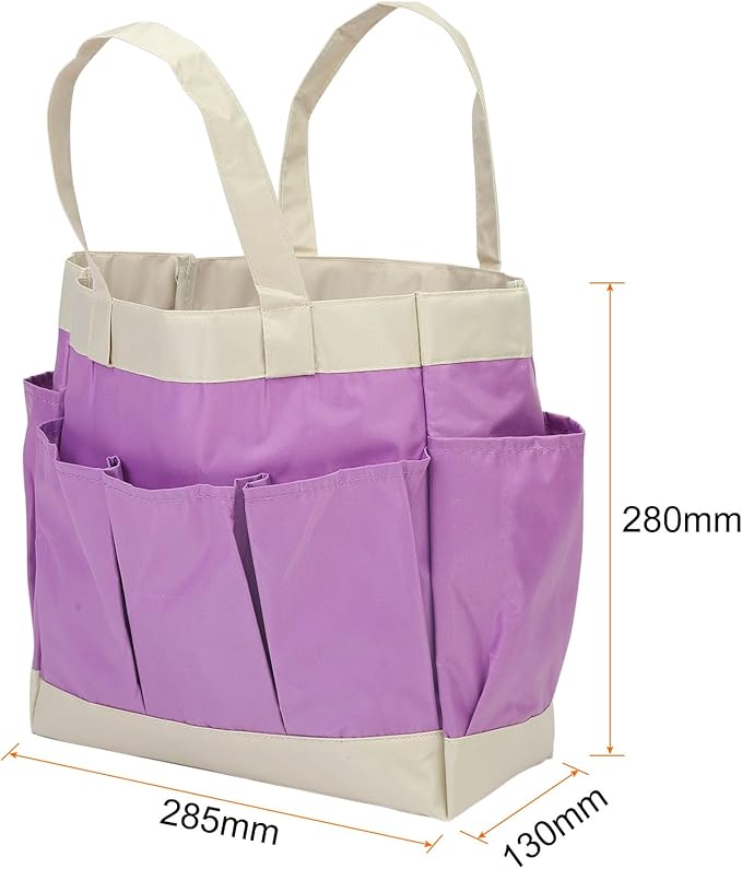 HARFINGTON Garden Tool Bag 11.2" x 5" x 11" Large Oxford Waterproof with Pockets Garden Tote Bag Gardening Plant Tool Organizer Storage Carrier Store for Outdoor Women Men, Purple