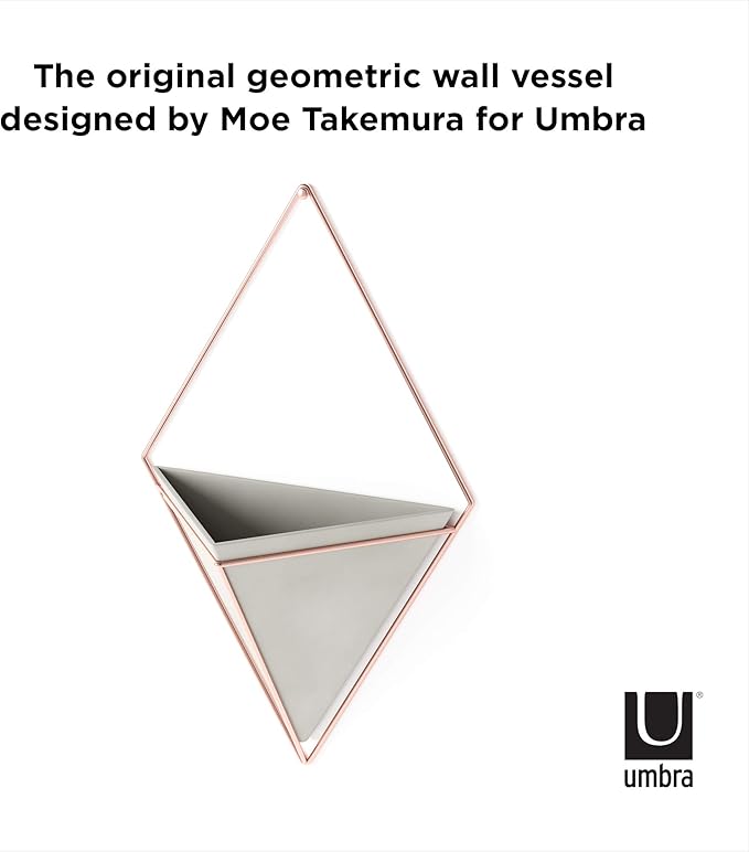 Umbra Trigg Hanging Planter Vase Wall Decor, Pot and Container for Succulents, Cactus, Faux Plants, and More, Large, Grey/Copper
