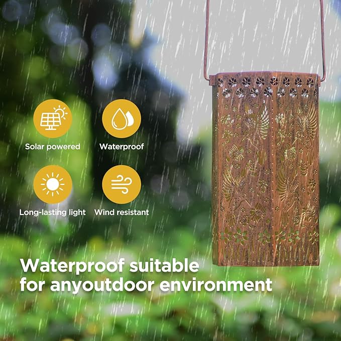 Outdoor Lanterns Hummingbird Gift for Women/Mom/Grandma/Sister, Solar Lanterns Outdoor Waterproof Butterfly, Garden Decor,Christmas, Mother's Day, Thanksgiving Gifts, Solar Decoration for Yard, Patio