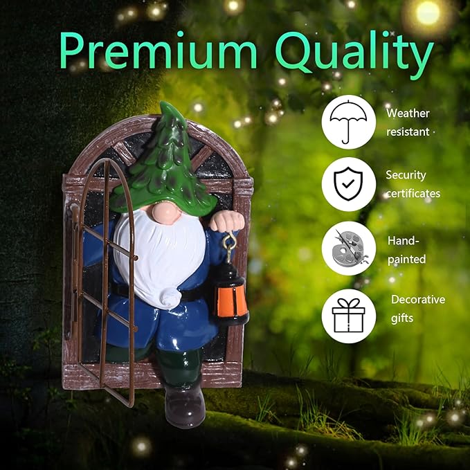 Whimsical Fairy Garden Gnome Statue, Tree Faces Decor Outdoor -5.9 Inch, Funny Garden Tree Decoration,Ideal Patio Yard Lawn Porch Decoration