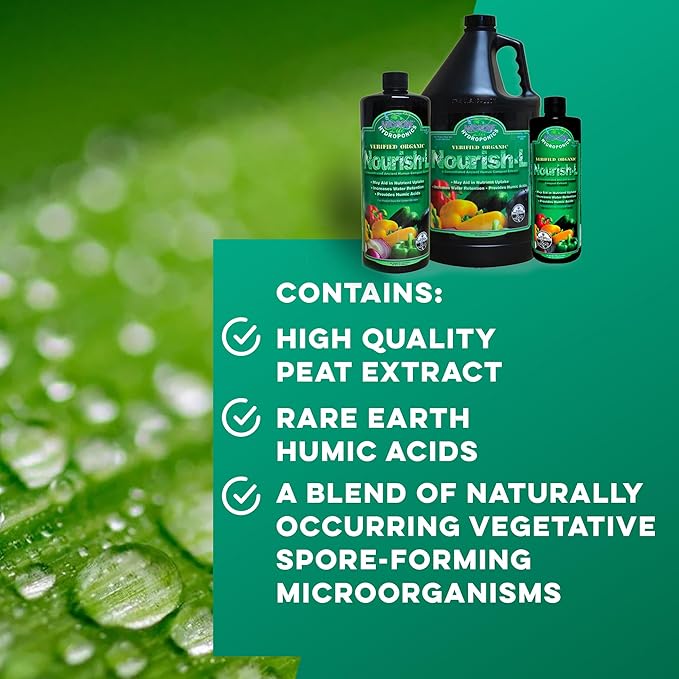 Microbe Life Hydroponics Nourish-L Liquid Fertilizer, Stimulator to Enhance Plant Nutrient Absorption for Fruits & Vegetables, Use With Any Feeding Systems Including Hydroponics or Soil, 32 Ounces