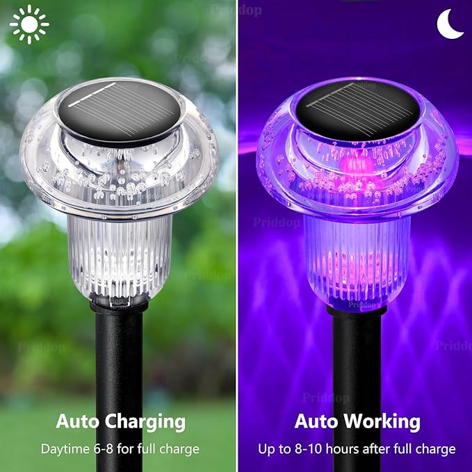 Solar Lights Outdoor Pathway Lights 12 Pack LED Waterproof Color Changing Mushroom Shape for Garden Driveway Walkway Landscape Path Lawn Yard Decor