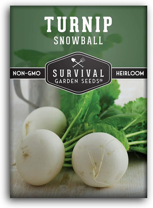 Survival Garden Seeds - Turnip Snowball Seed for Planting - Packet with Instructions to Plant and Grow Root Vegetables and Greens in Your Home Vegetable Garden - Non-GMO Heirloom Variety - Turnip Seed