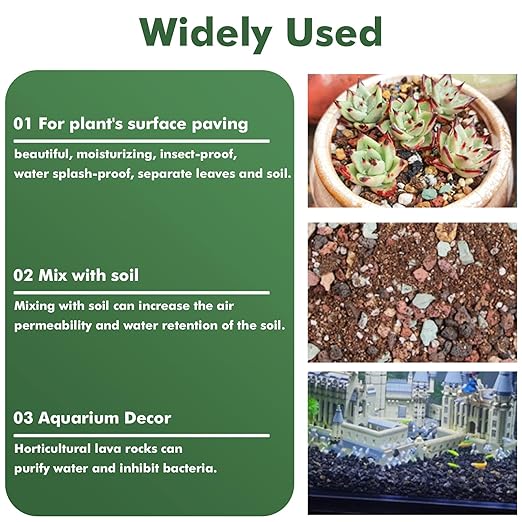 18 Pounds Mix Horticultural Lava Rocks, 3-6 mm Lava Rocks for Plants, Bonsai Rocks Horticultural Grit Soil Cover Gravel for Succulents and Hydroponics, Fairy Gardening, Top Dressing, Plant Drainage